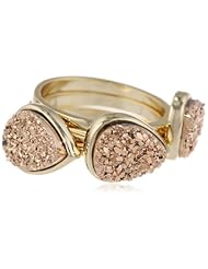 Marcia Moran "Copper" Horizontal Drop Shaped Set of Three Gold Plated Rings