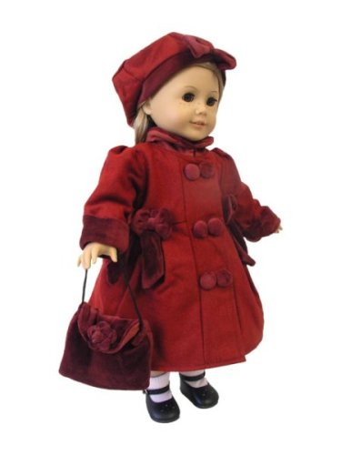 American Girl Doll Clothes Burgandy Winter Coat
