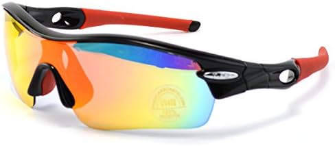 DRIFT Direct Outdoor Sports Glasses Polarized UV400 Protection Fishing Cycling Wrap Sunglass With 5 Interchangeable Lenses for Riding Driving Fishing Running Golf and Outdoor Activities (Black)