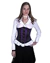 Victorian Purple Black Satin Steel Boned Underbust Corset With Steel Front Busk Closure Back Lacing Shaper Corset LVG9203