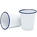 Crow Canyon Home Enamelware Tumbler, 10 ounce, Vintage White/Blue