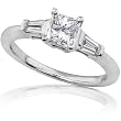 1 ctw Princess & Baguette Cut Diamond Engagement Ring in 14Kt White Gold