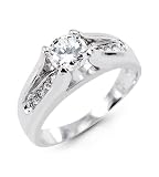 Women's New 14k White Gold CZ Engagement Band Ring