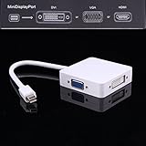 Foto4easy Mini DisplayPort Thunderbolt to VGA / DVI / HDMI Cable 3 in 1 Adapter for Mac Book Air/ Mac Book Pro/ iMac/ Mac Mini White Color 18cm