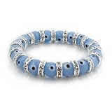Free Shipping -Love & Lucky - Zirconia Evil Eye Bracelet, Big Lavender Evil Eye Beads