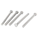 uxcell　六角ヘッドボルト　六角ヘッド　ねじ　ボルト　5個入り　シルバートーン　ステンレス鋼　フルスレッド　M6x70mm