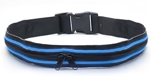 LED Flashing Waist Pack Running Belt for High Visibility at Night - Take Along Keys, Money and other Small Items - For Men and Women an indispensable Sport Accessories by OUTXPRO (S - Blue)