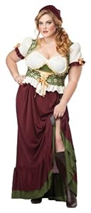 California Costumes Women's Plus-Size Renaissance Wench Plus, Burgundy/Green, 3X