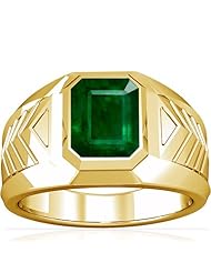 18K Yellow Gold Emerald Cut Emerald Solitaire Ring