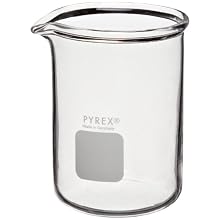 Corning Pyrex borosilicate glass Griffin-style, heavy duty, low-form beaker with double-scale graduations