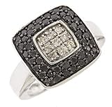 14k white gold black and white diamond ring (1 cttw)