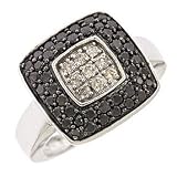14k white gold black and white diamond ring (1 cttw)