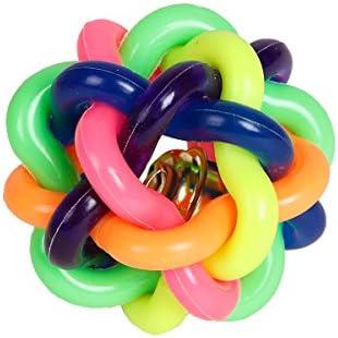 Toxins-Free Pets Ball Toy, MABEE Wobbly Multicolor 2.5-inch Training Bell Ball for Dog, Puppy, Cat