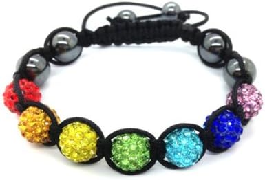 Best Gift!colorful Rainbow Swarovski Crystal Disco 7 Ball European Bracelet Jewerly
