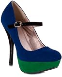 Qupid Onyx-49 Colorblock Mary Jane Pump