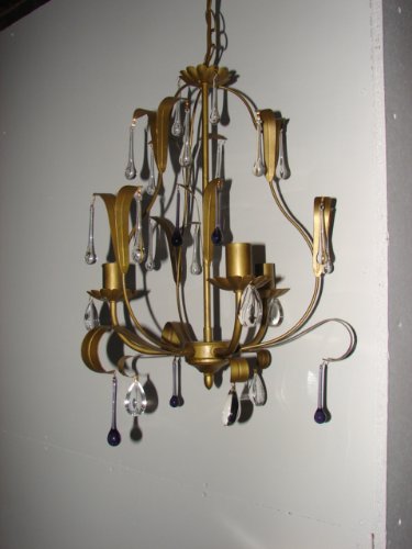 AMELIA ANTIQUE BRASS EFFECT 3 ARM TEARDROP & LEAF  DESIGN CHANDELIER LIGHT FITTING