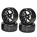 LAFEINA 4pcs 1/10 RC Drift Car Tires and Wheel Rims for Traxxas HSP Tamiya HPI Kyosho On-Road Drifting Car