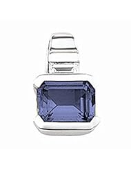 14K White Gold Emerald Cut Tanzanite and Diamond Pendant -- LIFETIME WARRANTY