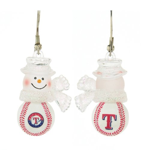 Pack of 10 Pairs of MLB Texas Rangers Snowman Baseball Earrings