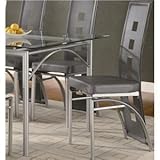 Set of 2 Dining Chairs Gray Leather Like Metal Legs Matte Silver Finish