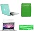 TopCase New Macbook Pro 13" 13 inch with Retina Display A1425 and A1502 (NEWEST VERSION 2013) 4 in 1 Bundle - Green Rubberized Hard Case Cover + Matching Color Soft Sleeve Bag + Silicone Keyboard Cover + LCD HD Clear Screen Protector with TopCase Mouse Pad