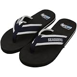 NFL Seattle Seahawks Contoured Flip Flops - Black/Navy Blue (10/11)