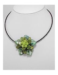 Flower Dyed Mother of Pearl Necklace In Zinc