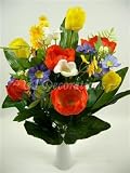 Artificial Silk Flower Poppy Tulip Daisy Ivy Mixed Bush from GT Decorations
