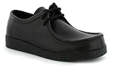 Womens Black Leather Lace Up Moccasin Shoes - Black C Leather