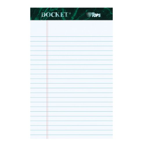 TOPS Docket Pads, Jr. Legal Rule, 5 x 8 Inches, White, 50 Sheets/Pad, 12 Pads/Pack (63360)
