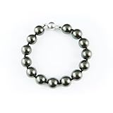 AugustinaJewelry Single Strand 7-7.5 Inch 12MM Black Shell Pearl Bracelet