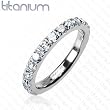 Solid Titanium with Round CZs All Around Band Ring