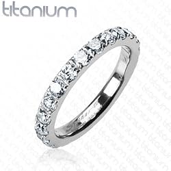 Solid Titanium with Round CZs All Around Band Ring