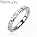 Solid Titanium with Round CZs All Around Band Ring