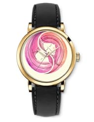 SPRAWL Aanalog Fashion Series Gold Ladies Watches of Genuine Black Leather Strap,Unique Wrist Watch for Women Girls Designed with Mothers love