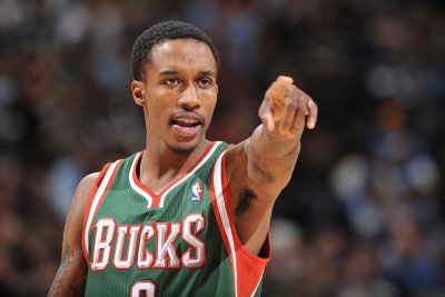 Milwaukee Bucks v Denver Nuggets: Brandon Jennings Photographic Poster Print by Garrett Ellwood, 12x18