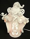 IMAGE OF Light-Up Bisque Porcelain Santa Claus & Birds Christmas Decoration