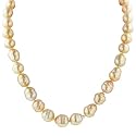 Golden South Sea 10-11mm Pearl Necklace w/ 14k Yellow Gold Diamond-Cut Bead Clasp, 18"