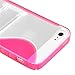 Leegoal(TM) Pink S-Line Wave Design TPU Bumper Gel Shell Back Case Cover Skin with Stand for iphone 5 5G 5th