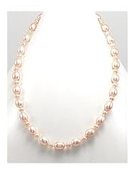 Peach (Natural) Fresh Water Pearls Necklace In Brass