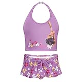 Disney Store Tangled Princess Rapunzel Purple 2-Piece Swimsuit Set With Bikini/Tankini/Halter Top Size XXS 2/3 2T/3T For Toddler Girls
