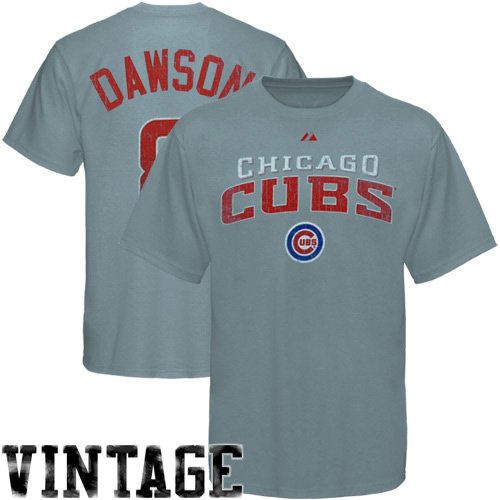 Majestic Chicago Cubs #8 Andre Dawson Slate Blue Old-School Hero Premium T-shirt (Large)