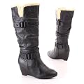 Damen Schuhe, STIEFEL, WEDGE BOOTS, mit Keilabsatz, KG7536, Synthetik in hochwertiger Leder Optik