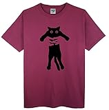 (ゴジラ千) GODZILLASENN メンズｔシャツ ネコをつかまって 柄プリントTシャツ クルーネック 半袖メンズトップス チェスナット XXL