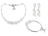 Clear Swarovski Crystal Bicone Sterling Silver Bracelet Earrings 16 18 20 22 24 Necklace Jewelry Set