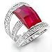 Gorgeous Ruby Red Solitaire Pave Band CZ Ring
