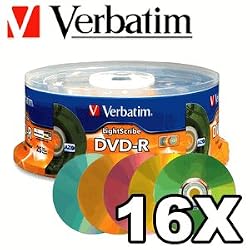 Verbatim 96433 4.7 GB up to 16x LightScribe Color Recordable Disc DVD-R (25-Disc Spindle)