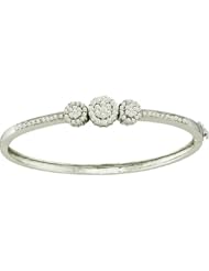 1.05 Carat (ctw) 14k White Gold Round White Diamond Ladies Flower Bangle Bracelet