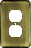 Brainerd 64111 Stamped Steel Round Single Duplex Outlet Wall Plate / Switch Plate / Cover, Antique Brass