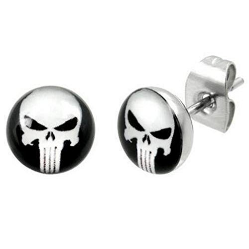 Timeless Treasures - Stainless Steel Punisher Stud Earrings - 7 mm Diameter (.27